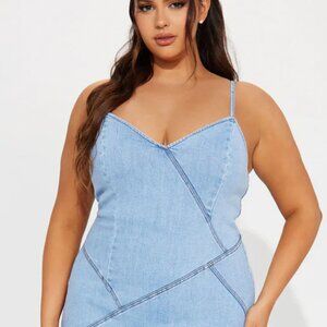 Fashion Nova Light Blue Denim Maxi Dress